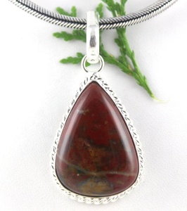 92.5 argent Sterling mélange forme naturel rouge et paysage jaspe pierres précieuses pendentif hommes bijoux hommes cadeau pierre à la mode - Product Image 1