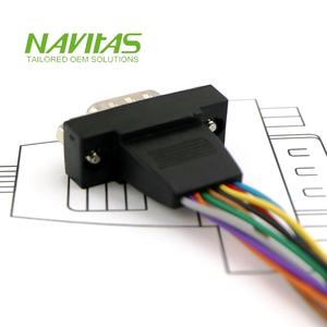 Conjunto de cable macho Navitas Custom D-Sub de 9 pines con cables UL1015 24AWG Modelo compatible con RoHS 2019-208-5 para equipos industriales - Product Image 6