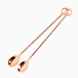 Cuchara de barra chapada en cobre martillado, cuchara de barra de oro rosa - Product Image 1