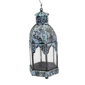 Las últimas decoraciones al aire libre para el hogar y la Navidad Nuevo diseño Filigrana Hierro Vela Linterna con vidrio - Product Image 4