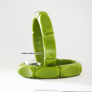 ไม้ไผ่ออกแบบ Bakelite แฮนด์เมดวินเทจเครื่องประดับแกะสลักแกะสลักเรซิ่นกำไลข้อมือ - Product Image 2