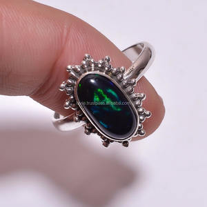 อัญมณีโอปอลสีดำของเอธิโอเปีย925แหวนเงินสเตอร์ลิงเครื่องประดับงานแต่งงานและปาร์ตี้แบบคลาสสิกจากผู้ผลิตผู้ส่งออก - Product Image 1
