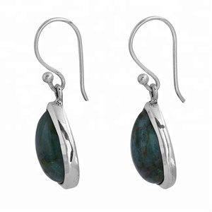 . 925 Boucles d'oreilles en argent massif Poire Bloodstone Boucles d'oreilles faites à la main Bijoux bas prix Boucle d'oreille pendante mode pour unisexe - Product Image 2