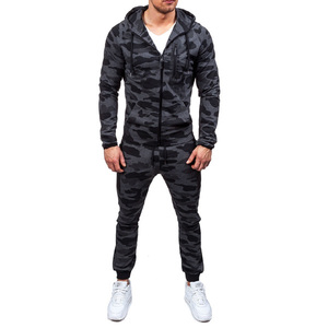 ชุดวอร์มสีดำพิมพ์ลายพรางมีซิปสำหรับผู้ชายชุดออกกำลังกายและจ๊อกกิ้ง2023วัสดุตามสั่ง - Product Image 1