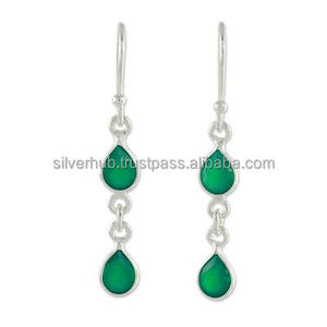 Natural Green Onyx Gemstone <b>Silver</b> <b>Earrings</b> For <b>Women</b> 925 Sterling <b>Silver</b> Dangle <b>Earrings</b> Gift for Her In Bulk Price ODM OEM - Product Image 1