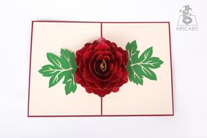 Rouge Rose Bloom 3D Laser Cut Floral Pop-up Carte Artisanat Papier Carte De Voeux pour Anniversaire ou Amour Vietnamien Souvenir Cadeau - Product Image 5