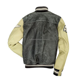 Veste de Baseball pour hommes, style Hip Hop décontracté, Patch de manches en cuir Chenille, broderie personnalisée - Product Image 4