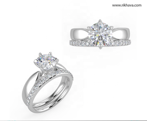 Anillo de compromiso de diamante solitario para mujer Envío gratis en pedidos superiores a $2000 El cliente tiene aranceles e impuestos de importación - Product Image 2