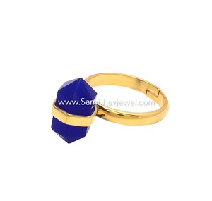 Haute qualité attrayant 925 argent sterling naturel bleu calcédoine fantaisie en forme plaqué or belle bague pour cadeau de mariage - Product Image 2