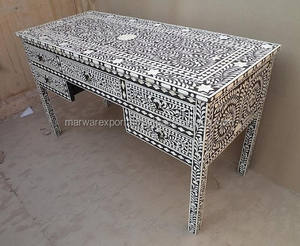 Tocador con incrustaciones de madera y hueso al mejor precio en Jodhpur Tocador con incrustaciones de hueso con cajón - Product Image 3