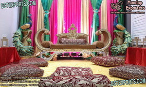 Royal Wedding Metal Carved King Sofa Asian Wedding <b>Lounge</b> Throne <b>Chaise</b> Rajwada Wedding Stage Love-Seat - Product Image 6