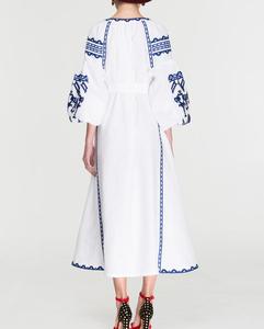 Costumes traditionnels ukrainiens pour femmes, broderie artisanale sur tissu en coton blanc pour femmes, robes longues - Product Image 4