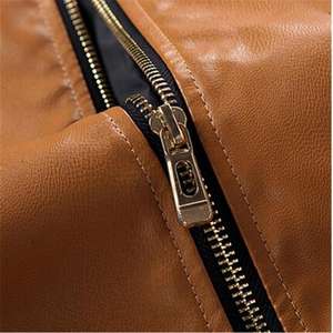 แจ็กเก็ตหนัง PU แบบซิปแขนเต็มของผู้ชายสำหรับหน้าหนาวพร้อมผ้าถัก - Product Image 4