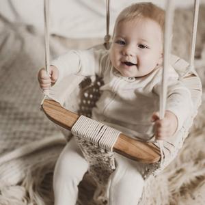 Modern Minimalist MACRAME BABY <b>SWING</b> CHAIR | MACRAME HANGING CHAIR | MACRAME <b>HAMMOCK</b> CHAIR - Product Image 1