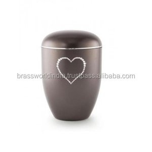 โกศบรรจุอัฐิรูปหัวใจสไตล์อเมริกัน ทำจากอะลูมิเนียม ตัดลายเพชร สำหรับบรรจุอัฐิมนุษย์ โดยบรัสเวิลด์ อินเดีย ซัพพลายส์ - Product Image 3