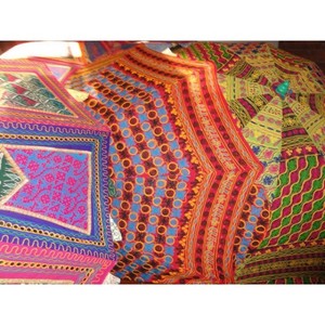 Ethnic Cotton Handheld Folding Umbrella Custom Logo Printing for Wedding Parties Classic Direct Manufacturer India Traditional - Product Image 4