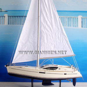 JEANNEAU SUN ODYSEY 45DS Barco modelo de madera-Artesanía pintada de latón náutico-Decoración para el hogar de alta calidad de Vietnam - Product Image 1