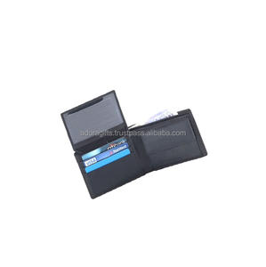 <b>Men's</b> Genuine Leather Black RFID Bi-fold <b>Wallet</b> Slim Thin ID <b>Credit</b> <b>Card</b> Holder with Customizable Logo - Product Image 1