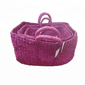 New design good sale eco-friendlyseagrass wicker woven storage shopping bag planter pot tray laundry toy kitchen basket