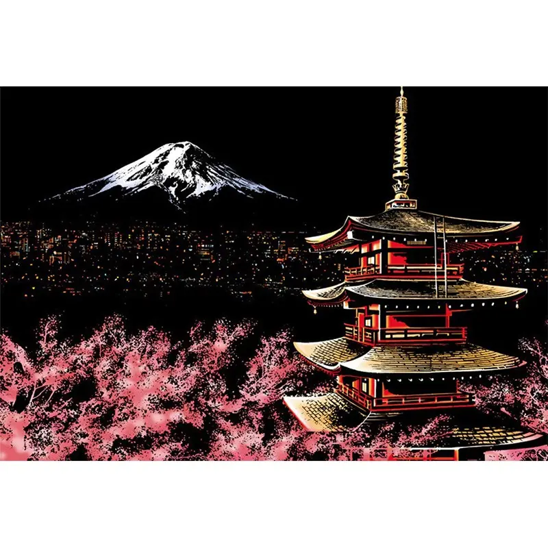 5d Diy lukisan berlian grosir menyesuaikan Cross Stitch Mount Fuji bor penuh gambar mosaik berlian dekorasi rumah