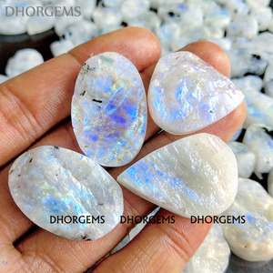 Cabochon en pierre de lune arc-en-ciel naturelle, pierre précieuse brute, fabrication de bijoux, bleu, arc-en-ciel, druse - Product Image 3