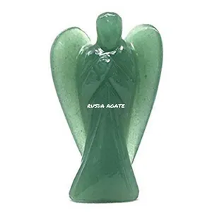 Green Aventurine Angels Manufacturer Carved Green Quartz Gemstone Angels Sculptures For Sale Wholesale Angel
