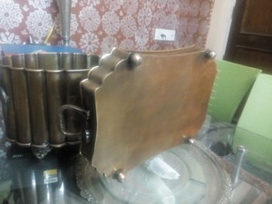 ถาดเสิร์ฟไม้พร้อมด้ามจับสีทองถาดทองเหลืองสำหรับใช้ในบ้านถาดทองเหลืองสีทองหรูหราสำหรับใช้ในชีวิตประจำวัน - Product Image 6