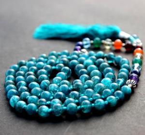 Acheter des pierres précieuses naturelles de qualité supérieure, bijoux de Yoga chapelet Apatite 7 Chakra 108 perles spirituel Mala perles collier - Product Image 4