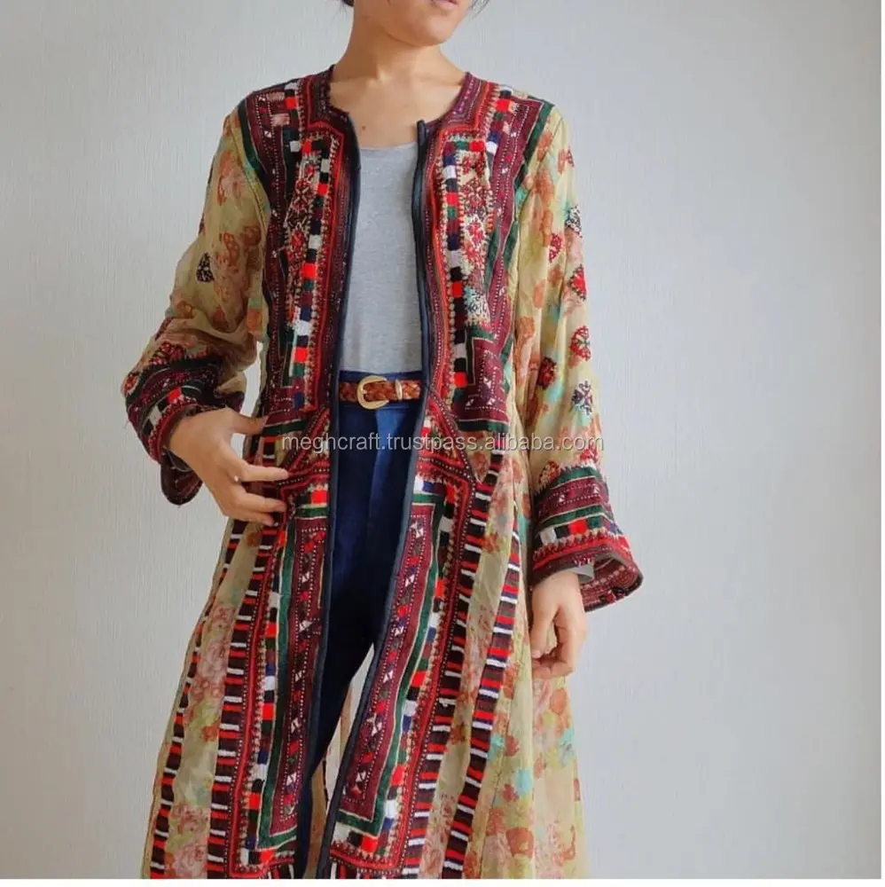 Long Balochi Jackets - Cotton/Silk Balochi Dress - Vintage Kuchi Handmade Balochi Tradition Dress - STOCKLOT