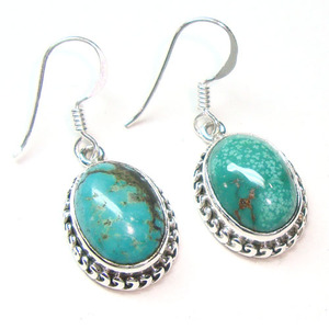Original Design Vintage Natural Turquoise 925 Sterling <b>Silver</b> Drop <b>Earrings</b> for Women Authentic Blue Tibetan Turquoise Jewelry - Product Image 1
