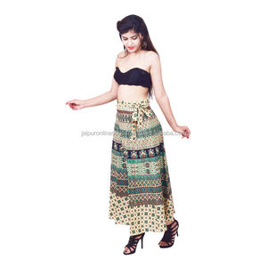 Indian Cotton Designer Printed <b>Maxi</b> Wrap <b>Skirt</b> - Product Image 2