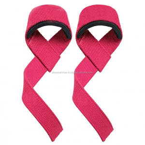 GAF 2021 <b>POWER</b> GEAR RED/BLACK WEIGHT LIFTING STRAPS - NEOPRENE-PADDED <b>WRIST</b> GRIP NEW SLIP PAIR COLORFUL COTTON CANVAS WEBBING - Product Image 5