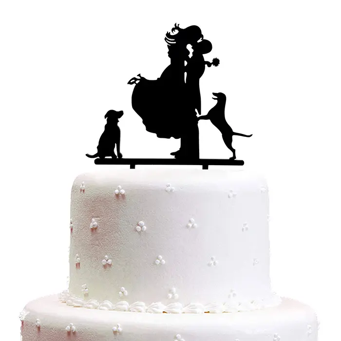 Mr & Mrs Bruid & Bruidegom Cake Topper Acryl Hond Cake Topper Silhouet