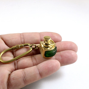 Latón náutico Linterna Verde lámpara de aceite antiguo imitación hecho a mano llavero anillo por Calyron - Product Image 5