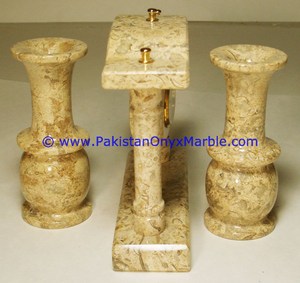 Antique Marble Clock Handcarved Natural Stone Quartz Motivity Needle Column Pillar Shape Desk <b>Shelf</b> Office Home Decor Gifts - Product Image 3