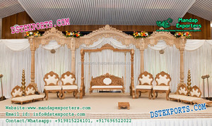 Escenario de boda asiática de diseño Imperial, conjunto de decoración de escenarios de boda asiática, escenarios de matrimonio deslumbrantes en venta - Product Image 6