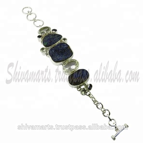 แฟชั่นใหม่แฟชั่นวินเทจสไตล์ unisex 925เงินสเตอร์ลิงสร้อยข้อมืออัญมณีหลายสีสร้อยข้อมือมรกตสีทึบตัดแฟนซีของขวัญเครื่องประดับสำหรับเธอ - Product Image 2