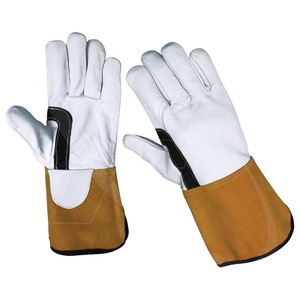 Gants de soudage Tig jaunes de vente chaude en cuir de vachette fendu gants de travail non doublés robustes pour soudeurs manchette en cuir fendu - Product Image 3