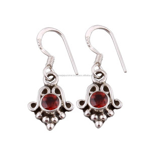 Natural <b>Red</b> Garnet Water Drop Silver Plated Luxury <b>Earrings</b> Handmade Engagement Anniversary Gift for Women - Product Image 2