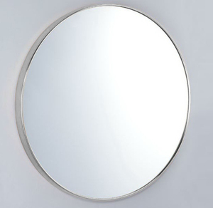 Espejo de forma redonda de entrada montado en la pared de diseño industrial con acabado cromado - Product Image 3