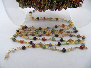 Cuentas De Rosario de circón facetadas multicolor de 3-4mm, cadena de cuentas CZ con accesorios de joyería de alambre, modelo indio YH0102SE - Product Image 2