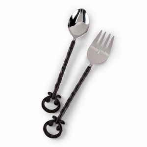 Mango de diseño de corona real para servir ensaladas, cuchara decorativa para servidores de ensaladas, calentador de buffet de acero inoxidable real, juego de servicio - Product Image 2