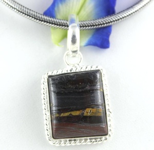 Colgante hecho a mano de plata de ley 92,5, piedra preciosa lisa de forma mixta, mookita Natural, jaspe, hierro, sangre de tigre, piedra dorada para regalo - Product Image 3