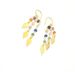 Pendientes de aro facetados con forma de Rondelle chapados en oro de moda - Product Image 3