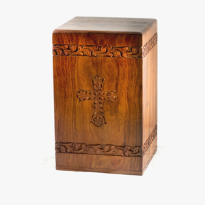 Caja de ataúd de madera conmemorativa de árbol de estilo europeo/americano clásico, urna de cremación de cenizas funerarias para adultos grabada para almacenamiento - Product Image 2