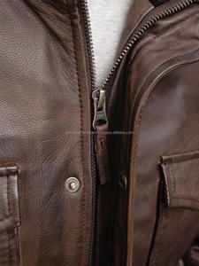 Chaquetas de Cuero para Hombre, Color Marrón, Talla L, Otoño Invierno, Cierre de Cremallera, Color Sólido - Product Image 5