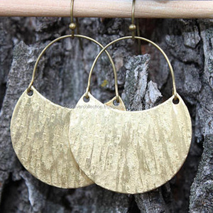 2017 recién llegado pendientes de aro de joyería de moda Tribal de latón martillado para regalo de fiesta compromiso - Product Image 2