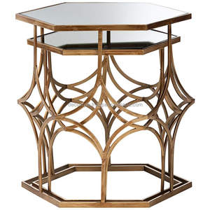 Sada ชุดโต๊ะสะท้อนแสงสีทองแบบโบราณ2ชิ้น - Product Image 2