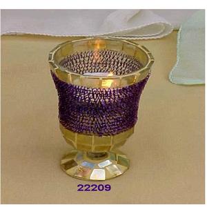 เทียนแก้วโมเสกเฮอร์ริเคนโคมไฟแก้วโมเสคสีม่วงสำหรับเป็นของขวัญ & ของตกแต่งบ้านเชิงเทียนแก้วเฮอริเคน - Product Image 1