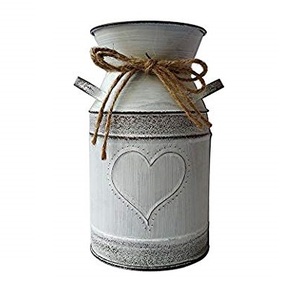 Lata de leche única, elegante, rústica, decoración de flores de hierro galvanizado - Product Image 2